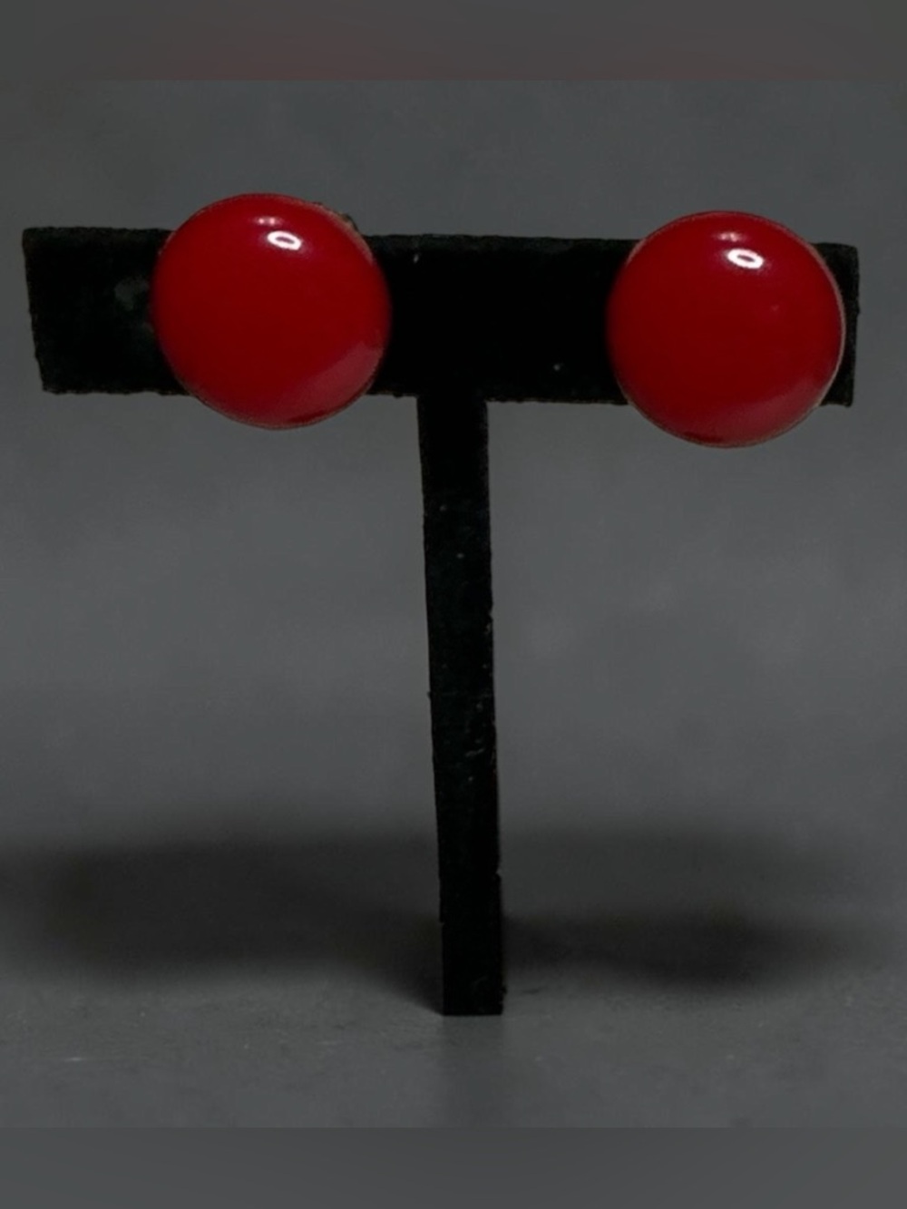 Vintage Red Dome Red Screw backs Earrings